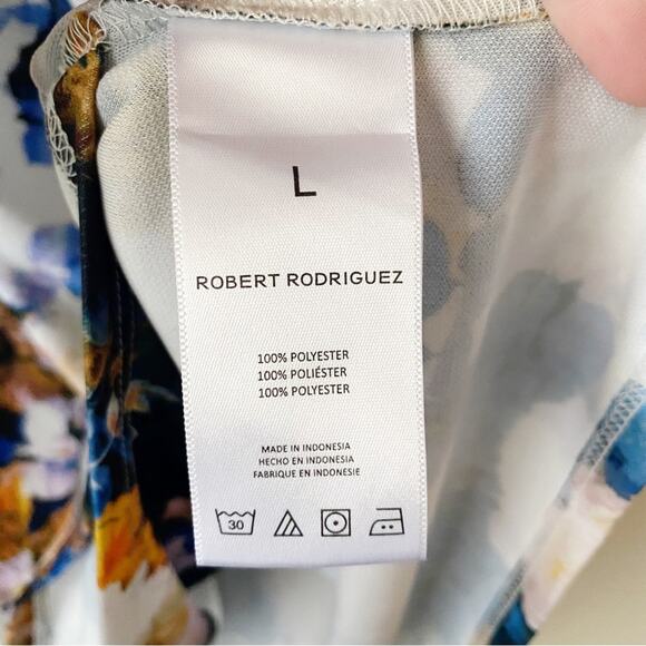 Robert Rodriguez | Francine Blouse Top Watercolor Floral Drape Neckline Large - Picture 7 of 7